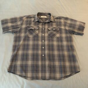 Big Mac Workwear Shirt Mens 3XL Blue Plaid Short Sleeve Button Up Work Casual